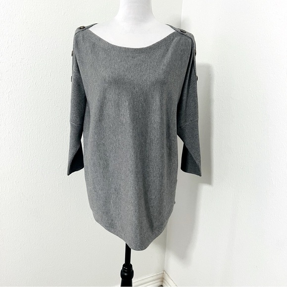 Melissa Paige Women’s Large Heather Gray Crew Neck Dolman Sleeve Sweater NWOT - Picture 2 of 11